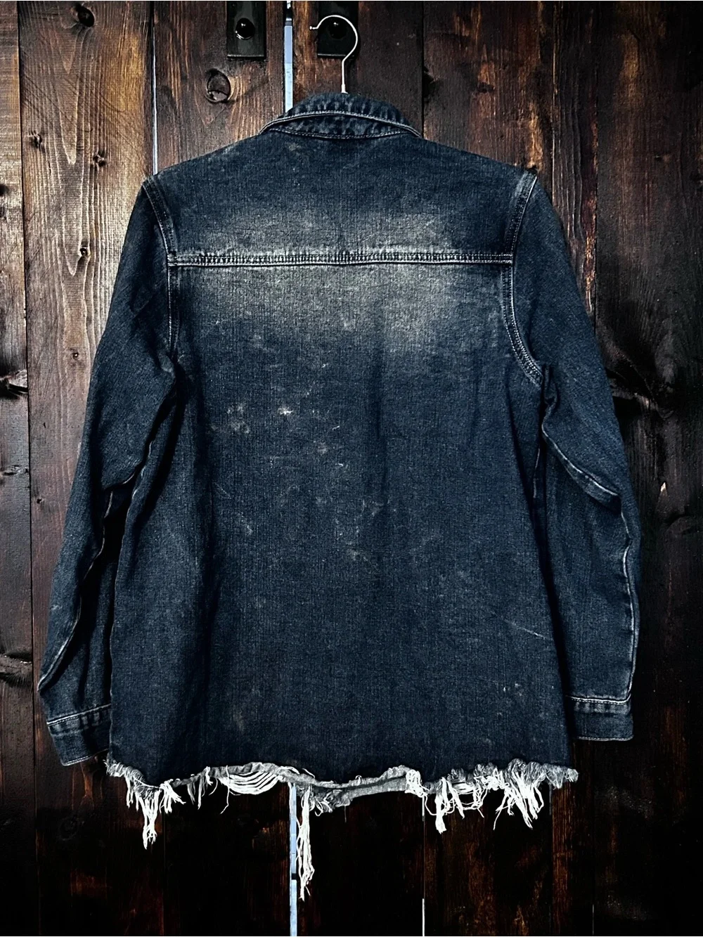 Women's Distressed Denim Jean Jacket - Picture 2 of 3